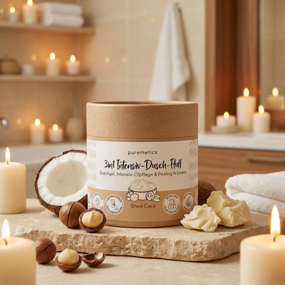 3in1 intensive shower fluff 'shea care' with sugar peeling