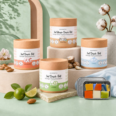Savings set '3in1 shower fluff bestseller flavor + test box soap minis with soap box'