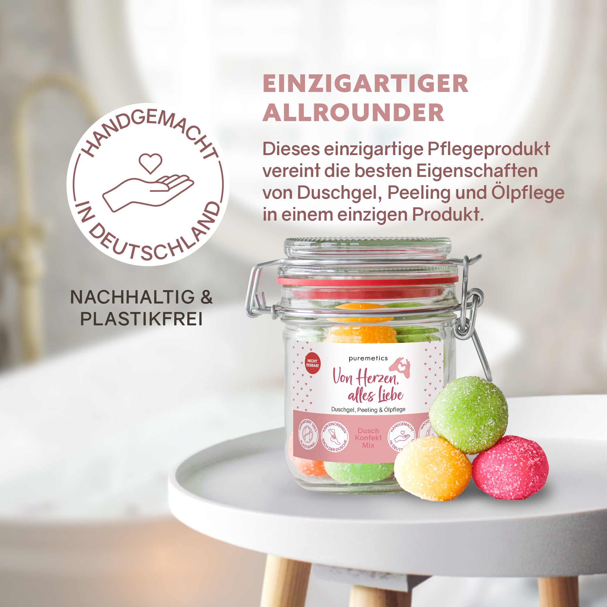 3in1 Dusch-Konfekt 'Von Herzen, alles Liebe'