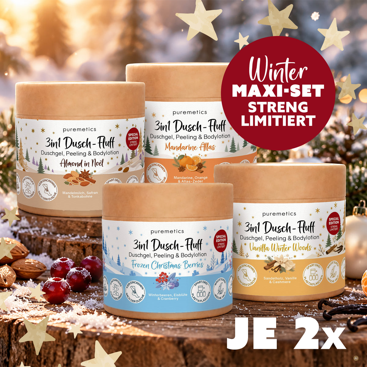 3in1 Dusch-Fluff MAXI-SET 'Winter-Editionen 2026'