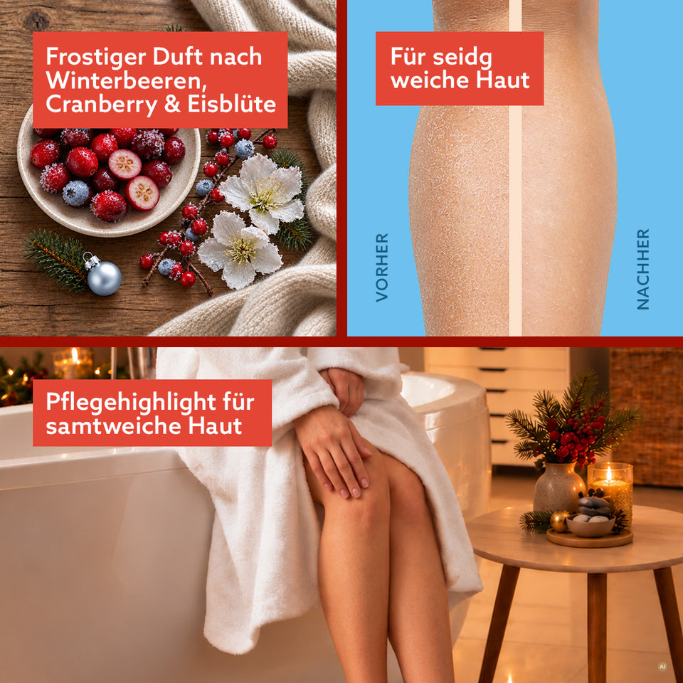 3in1 Dusch-Fluff 'Frozen Christmas Berries: Winterbeeren, Cranberry & Eisblüte'