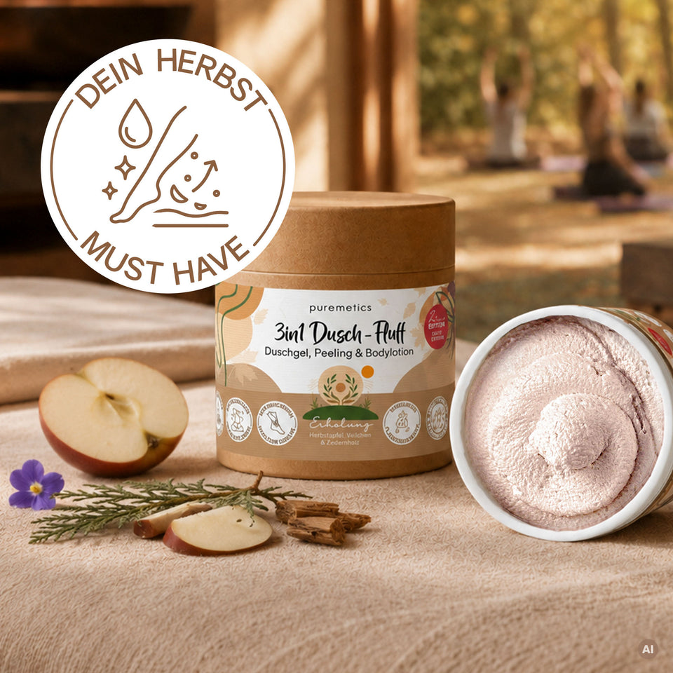 3in1 Dusch-Fluff ‘Einklang: Herbstapfel, Veilchen & Zedernholz‘