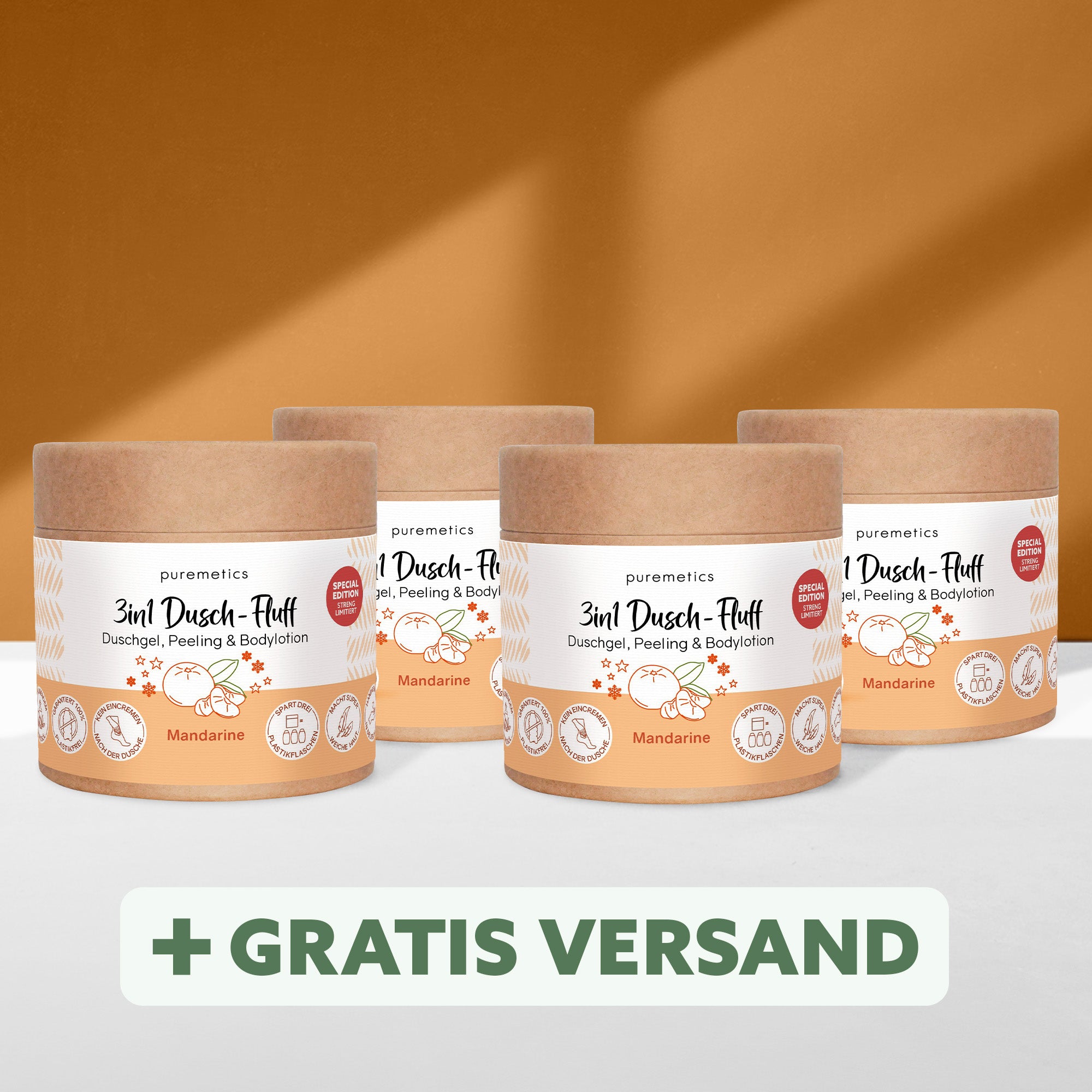 3in1 shower fluff 'tangerine' with sugar peeling (LIMITED WINTER EDITION)