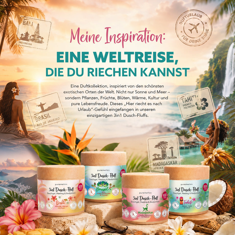 3in1 Dusch-Fluff ‘Madagaskar: Vanille, Kokos & Mandel‘