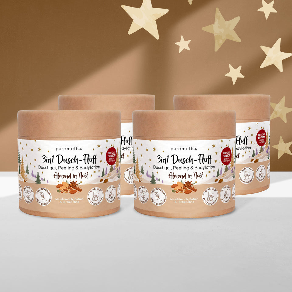 3in1 Dusch-Fluff 'Almond in Noël: Mandelmilch, Tonkabohne & Safran'