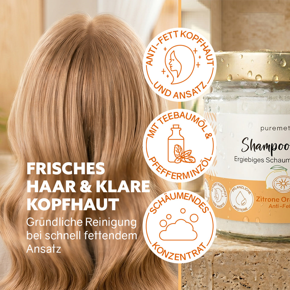 Anti-Fett Shampoo-Fluff ‘Zitrone Orange‘