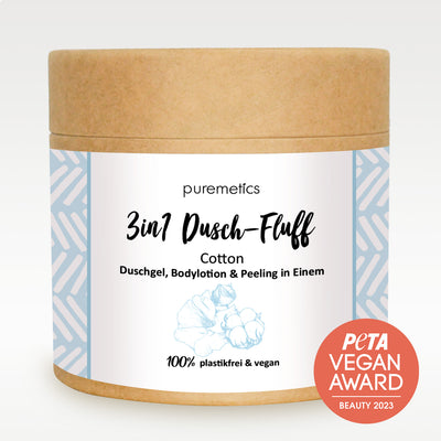 3in1 Dusch-Fluff 'Cotton' mit Zuckerpeeling