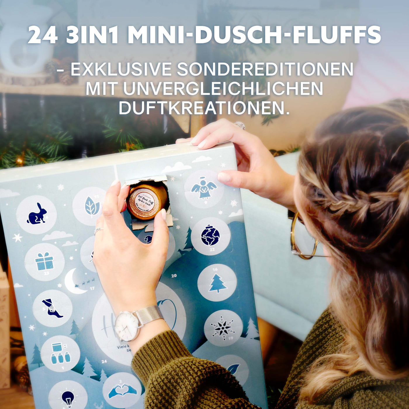 Zero Waste Adventskalender Mini Dusch-Fluffs 2023