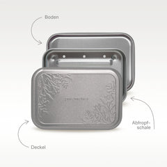 Seifenbox mit Abtropfeinsatz 'Matt-Silber Floral'