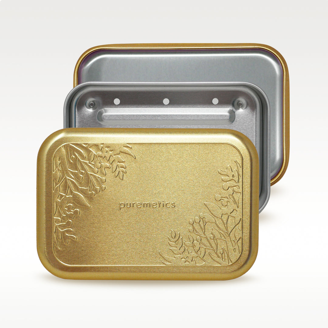 Seifenbox mit Abtropfeinsatz 'Matt-Gold Floral'