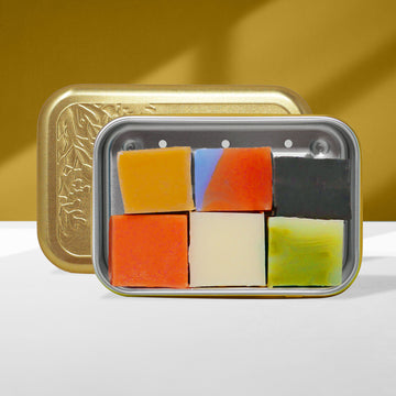 Coffret test 'Minis à savon avec boîte à savon dorée'