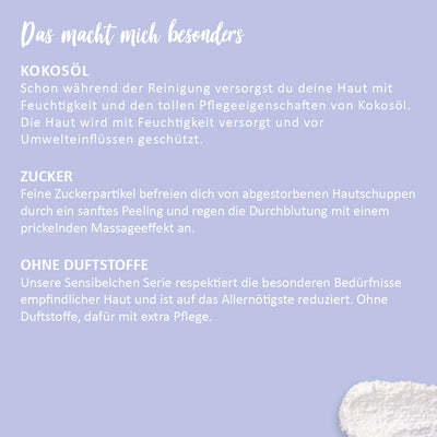 3in1 Dusch-Fluff  'Sensibelchen' mit Zuckerpeeling
