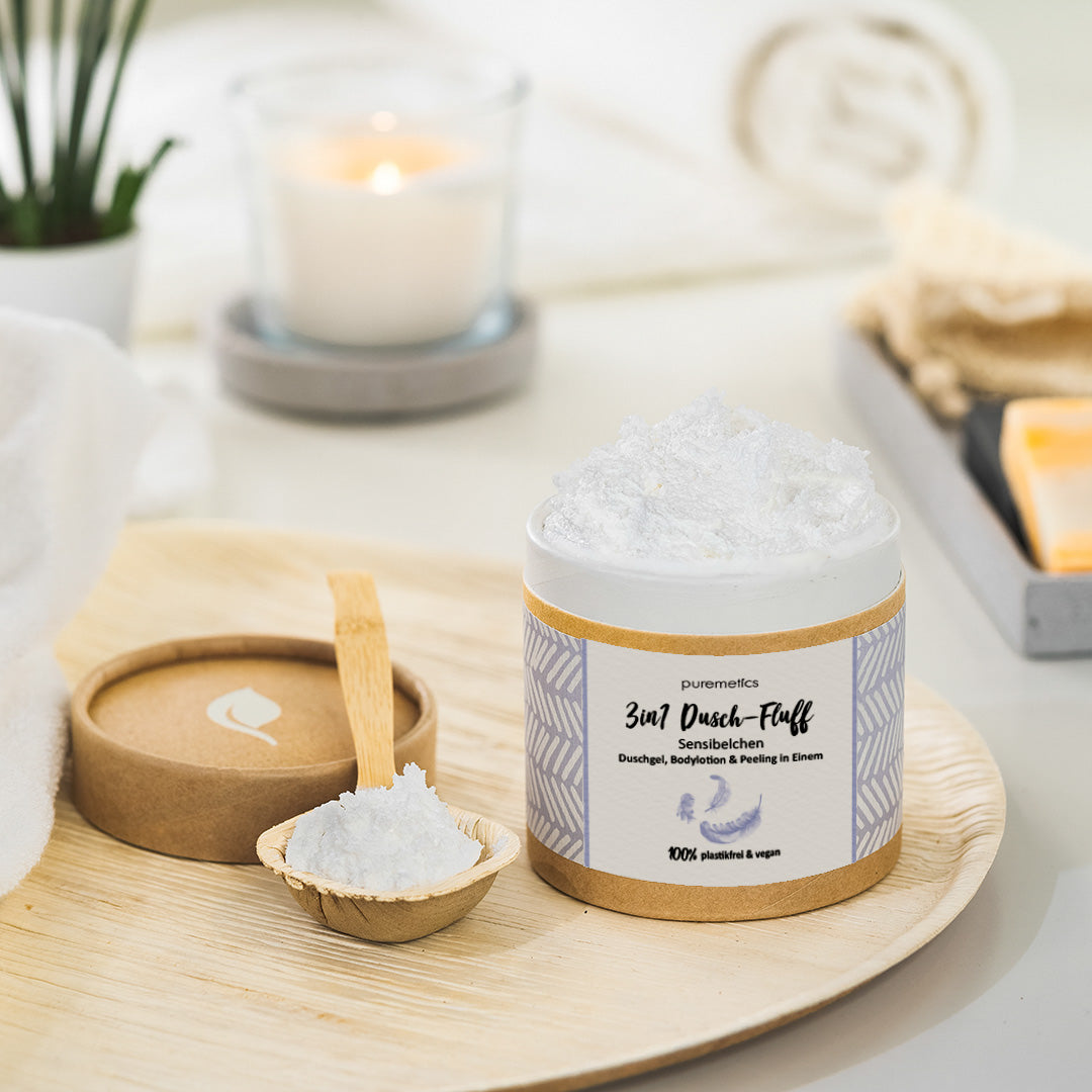 3in1 Dusch-Fluff  'Sensibelchen' mit Zuckerpeeling